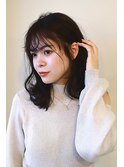 韓国風前髪×鎖骨ミディアムくびれヘア