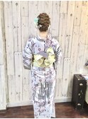 ゆかたの着付けとヘアセットは岡山表町のヘアースペースムーンへ