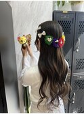 《ライブ前ヘアセット》エクステお花アレンジ/ヘアセット