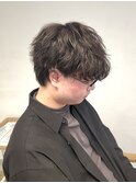 マッシュウルフショート波巻きシャドウパーマ
