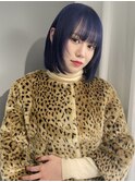 ネイビー/ハイトーン/ブリーチ/ボブ/ハイトーンボブ