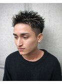 スパイキーショート刈り上げフェードツーブロック七三パーマ