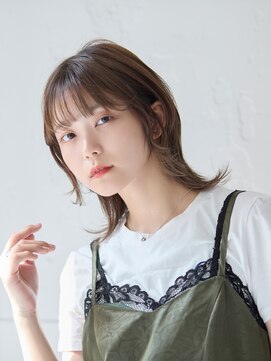 ロエ 福山川口店(loe) 【loe】ウルフヘア×オリーブブラウン×シースルーバング