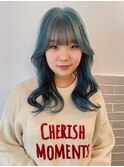 深めミントグリーンブリーチハイトーンレイヤー横浜N