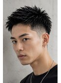 スパイキーショートメンズカットフェードベリーショート
