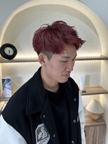 ジーナ 吉塚(Zina)&nbsp;メンズショート×ワインレッド【福田れん】吉塚美容室 ブリーチ