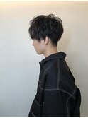 メンズパーマスタイル/前髪パーマ/アッシュブラック