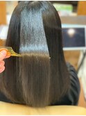 ツヤ髪大人可愛いミディアム髪質改善黒髪暗