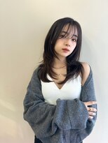 大人韓国ストレート顔まわりレイヤーロング
