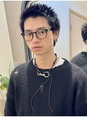 黒髪/アッシュブラック/アップバング/スパイキーショート/メンズ