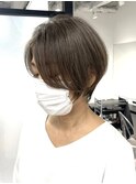 くびれショートボブ40代50代グレイカラー白髪染め白髪ぼかし