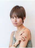 20代30代大人かわいい丸みショートナチュラルカラーフルバング