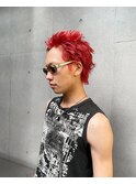 スパイキーショート/赤/メンズブリーチ