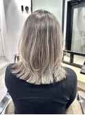 レイヤーカット_白髪ぼかしハイライト_バレイヤージュ_ボブ
