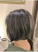 20代30代40代大人可愛いハイライトグレージュショートボブ