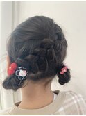 キッズヘアアレンジ/三つ編み/お団子/ツインテール/可愛い/小顔