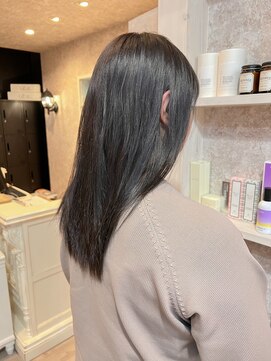キャアリー(Caary) 福山美容室Caary 透明感アッシュブラックレイヤーロング30代