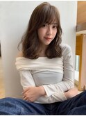 ふわミディ/アッシュベージュ/似合わせカット