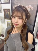編み込みカチューシャサイドお団子♪