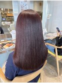 秋色透明感◎暗めピンクブラウンで上品ロング