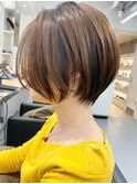 暗めカラーグランマッシュショートボブ くせ毛髪質改善 縮毛矯正