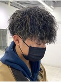 メッシュハイライトスパイラルパーマツイストパーマツーブロック