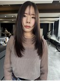 レイヤーロング/大人可愛い/透明感カラー/韓国/シースルーバング