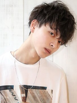 ネイビー(NAVY) カリアゲ高め！前下がりニュアンスパーママッシュ