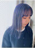 ブルーラベンダーのストレートヘア