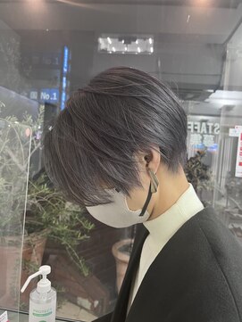 ルートエイチ 市川(Root H) 黒髪グレーベージュレイヤーロング前髪パーマ市川