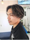 サーフカールパーマ　ハイライトカラー