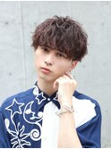 シャドウパーマシースルーラウンドマッシュ波巻きパーマウルフ