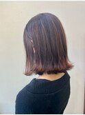 【ボブ】マロンベージュ×ミディアムショート