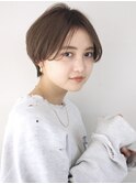 前髪長め　すっきり　丸み　マッシュショート　美人ショート