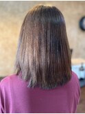 ピンクべージュストレートナチュラルブラウン髪質改善艶感カラー
