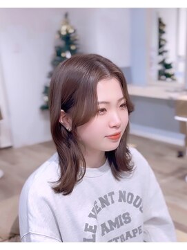 レンテ 千葉(LENTE) くびれミディアム×柔らかチョコグレージュ/流れる韓国風前髪