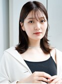 4ぱっつん前髪流し前髪鎖骨ミディアムボブ耳かけボブパーマ小顔
