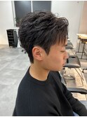 シャドウパーマ/スパイキーショート/ブルーブラック/佐久間玲於