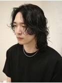 〇メンズロングウルフヘアニュアンススパイラルパーマ