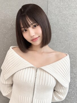 シー バイ ロンド 新宿(Sea by Lond) ワンホンレイヤ ー×ダークブルー[デジタルパーマ/ボブ/韓国]