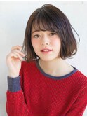 ショートボブ ワンカールスタイリング  流しバング