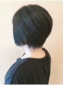 【morio鶴瀬】黒髪トップふんわり前下がりショートボブ