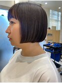 ★ミニボブ★ワイドバング/顔周レイヤー/白髪ぼかしハイライト