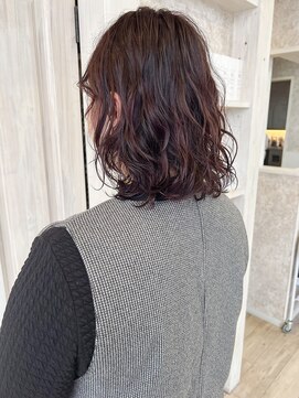 キャアリー(Caary) 福山Caary暖色ルビーレッド/ウェーブパーマ/コールドパーマ30代