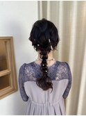 編み下ろし　ローポニー　ポニーテール　参列ヘア　お呼ばれヘア