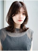 くびれカールシアーカラーセミディ顔まわりフェイスレイヤー美髪