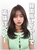 前髪顔まわり韓国ヘアレイヤーカットサイドバンク2wayバンク韓国