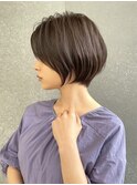 イメチェンショート外ハネボブ美髪ブルーブラック暗めカラー