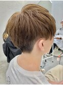 メンズヘア◎韓国マッシュ刈り上げツーブロックホワイトブロンド