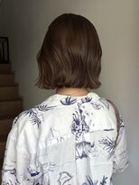 サンク 原宿 表参道(cinq) 切りっぱなしボブヘーゼルベージュボブブラウンカラー前髪なし